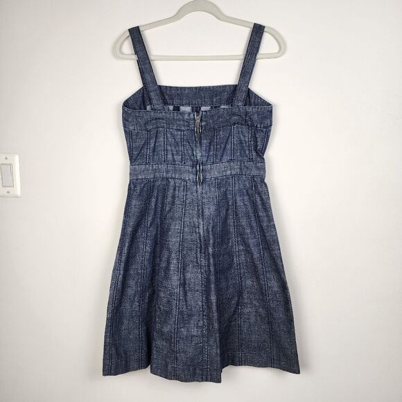 Gap Factory Denim Dress Jean Dress A-Line Adjustable Straps Zip Dark Wash Blue M - Picture 3 of 12